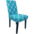 thumbnail image 1 of 4 Pieces Dining Chair Covers, Stretch Washable Geometric Pattern Chair Slipcovers, for Dining Room Kitchen Home Hotel Table Banquet Sets, Peacock Blue, 1 of 7