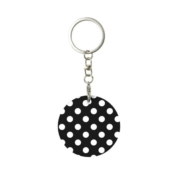 Naloa Black and White Polka Dot Print Round Keychain Keychain Key Ring, Key Tag, Key Chain Bulk for Gift Accessories (Round)