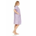 thumbnail image 3 of Dream8teen Women's Snaps Front Closure House Dress Short Sleeve Woven Housecoat Duster Lounger Robe 2012 Purple Striped Medium, 3 of 5