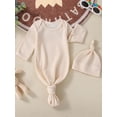 thumbnail image 3 of Sunloudy Waffle Solid Color Long Sleeve Round Neck Sleeping Sack + Knotted Cap, 3 of 9