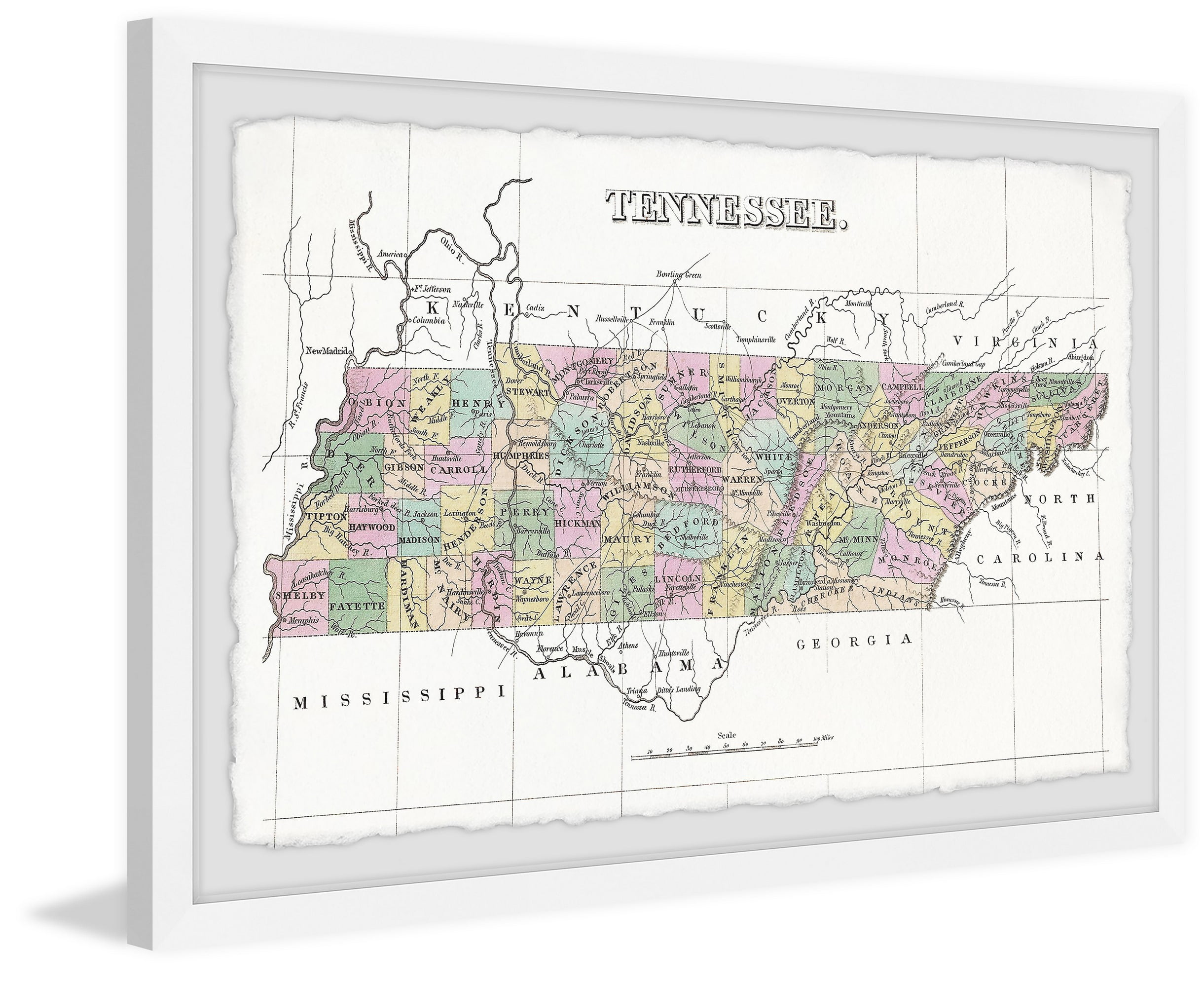 Marmont Hill Colored Tennessee Framed Wall Art, 12" x 18"