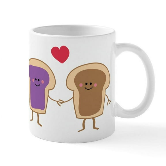 CafePress - Peanut Butter Loves Jelly Mug - 11 oz Ceramic Mug - Novelty Coffee Tea Cup