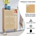 thumbnail image 5 of Modern Hidden Shoe Cabinet with 3 Flip Drawers Freestanding Rattan Shoe Storage Organizer for Entryway, Household Furniture, 5 of 9