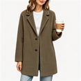 thumbnail image 2 of DeHolifer Women's Coat Plus Size Fleece Lapel Button Down Solid Color Mid-Length Winter Warm Outwear Brown, 2 of 5