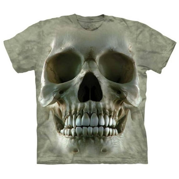 White 100% Cotton Big Face Skull Novelty T-Shirt