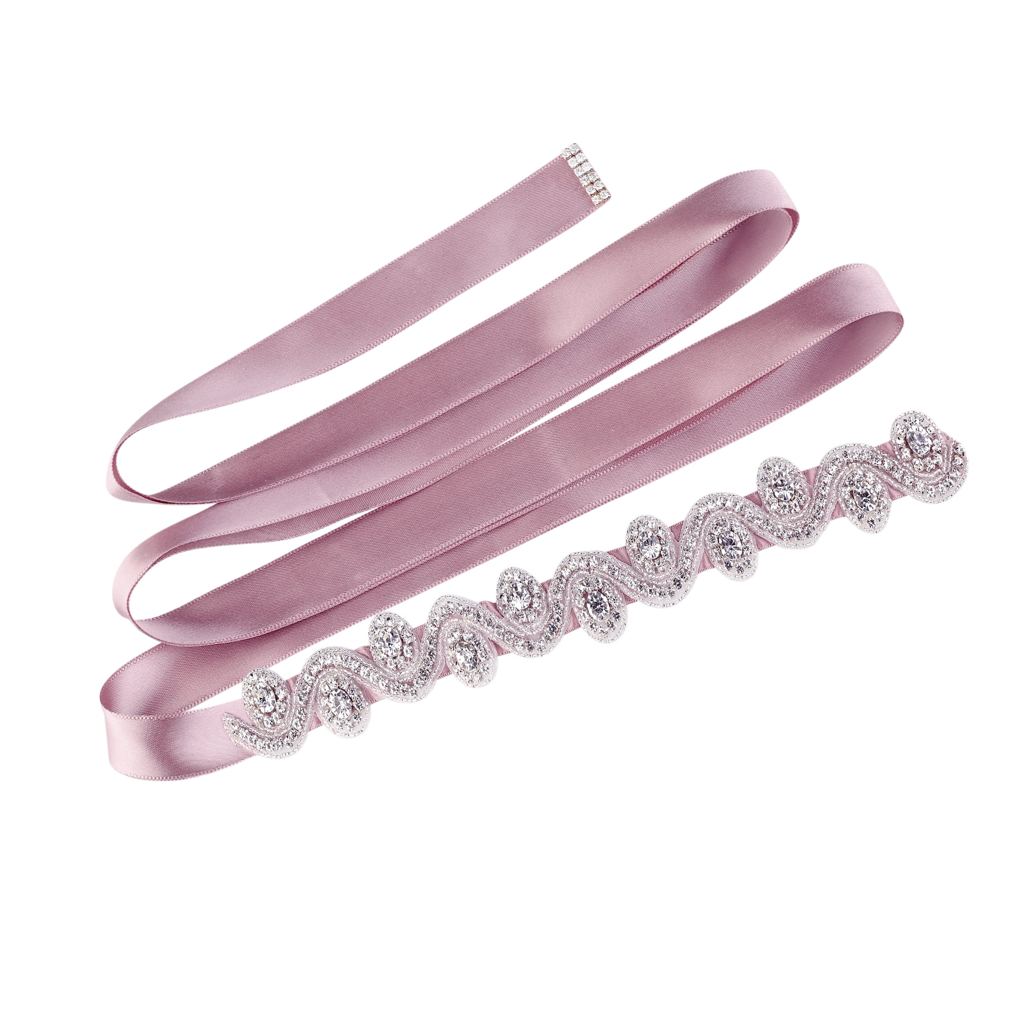 INSPIRE CHIC Women s Wedding Dress Sash Ribbon Rhinestone Bridal Belt Pale Pink 273 x 3cm/107 1/2 x 1 1/8 inches(L*W)