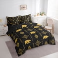 thumbnail image 3 of Feelyou Hippie Bear Bedding Comforter Set 7pcs, Yellow Damask Aztec Queen Bedding Sets, 3 of 8