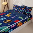thumbnail image 3 of Homewish Dinosaur Elephant Giraffe Zipper Twin Comforter Sets with Fitted Sheet and 2 Pillowcases,Multicolor Letter Lovely Cute Animals Zipper Bedding Set For Boys Kids,Reversible,4-Piece, 3 of 7