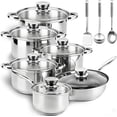 thumbnail image 1 of Stainless Steel Cookware Set - 15 Pieces Pots and Pans Nonstick Pot and Pan Set Includes 1 Frying Pans, 5 Pots, 6 Lids and 3 Utensils, with Stay Cooling Handle, Induction & Oven Safe, 1 of 5