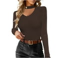 thumbnail image 2 of Njagoc3 Womens Choker Neck Long Sleeve Shirt, Solid Color, Stylish Summer & Fall Top, 2 of 6