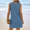 thumbnail image 5 of Swimsuit Coverup for Women Waffle Knit V Neck Short Sleeve Beach Coverup Dress with Pockets,Blue S, 5 of 7