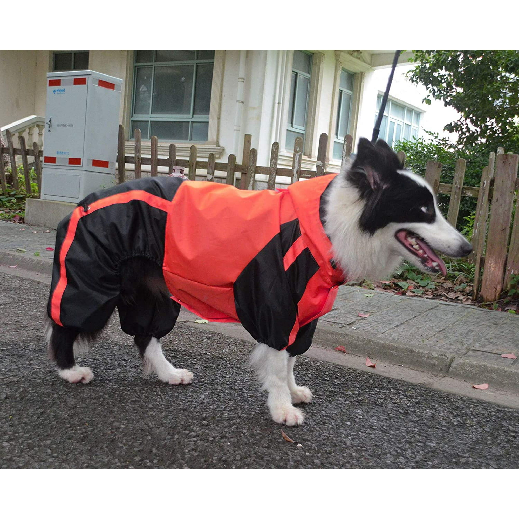 Lovelonglong Border Collie Dog Hooded Raincoat Collie Rain Jacket Poncho Waterproof Clothes with Hood Breathable 4 Feet Four Legs Rain Coats for Border Collies Large Dogs Red L M Walmart