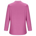 thumbnail image 5 of Pincandy Women's V-Neck Long Sleeve Loose Button Cotton and Linen Tunic Shirts Summer Shirts Blouse,Hot Pink,5XL, 5 of 6