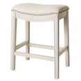 thumbnail image 1 of Maven Lane Adrien Saddle Counter Stool in White Oak Finish w/ Natural Fabric Upholstery, 1 of 6