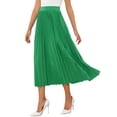 thumbnail image 4 of Women's High Waisted Side Zipper Work Casual Vacation Flowy Long Pleated Maxi Skirts M Green, 4 of 5