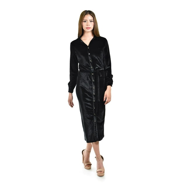 Vestido camisero de terciopelo Roman Fashion /Juvenil, 741 (Negro) negro EG