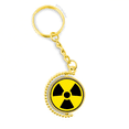 thumbnail image 1 of Químicas peligrosas radiaciones nocivas, espantoso circulo amarillo símbolo ilustración patron Anillo de oro de metal llavero llavero, 1 of 3