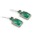 thumbnail image 3 of NOVICA Artisan Handmade Onyx Dangle Earrings Green Sterling Silver India Gemstone Birthstone [1.5 in L x 0.5 in W x 0.2 in D] ' Day Party in Green', 3 of 6