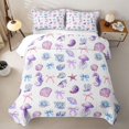 thumbnail image 2 of Erosebridal Seashell Jellyfish Bow Bed Spread Queen for Girls Boys, Dreamy Coastal Sealife Queen Coverlet Set, 3 Pieces, 2 of 7
