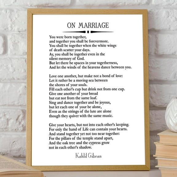 On Marriage Poem By Khalil Gibran The Prophet Print Wall Art, Modern Wall Decor, 8x12 UNFRAMED