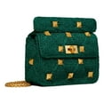 thumbnail image 3 of Valentino Garavani Roman Stud Medium Shoulder Bag Metallic Green Lurex, 3 of 7