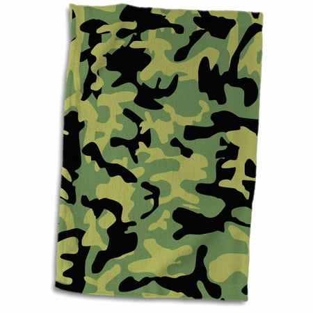 3dRose Green camo print - army uniform camouflage pattern - boys military soldier blend texture - Towel, 15 by
