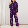 thumbnail image 2 of Fotbe Purple Snow Flakes Conjunto de Pijama de Manga Larga para Mujer con Estampado, Ropa de Dormir de 2 Piezas, Conjunto de Casa Suave y Cómodo con Bolsillos-XX-Large, 2 of 7