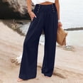 thumbnail image 2 of High Waisted Trousers for Women Casual Loose Wide Leg Pants with Side Pockets Ladies Solid Color Palazzo Trousers Baggy Lounge Long Pants for Beach Travel Vavation, 2 of 5