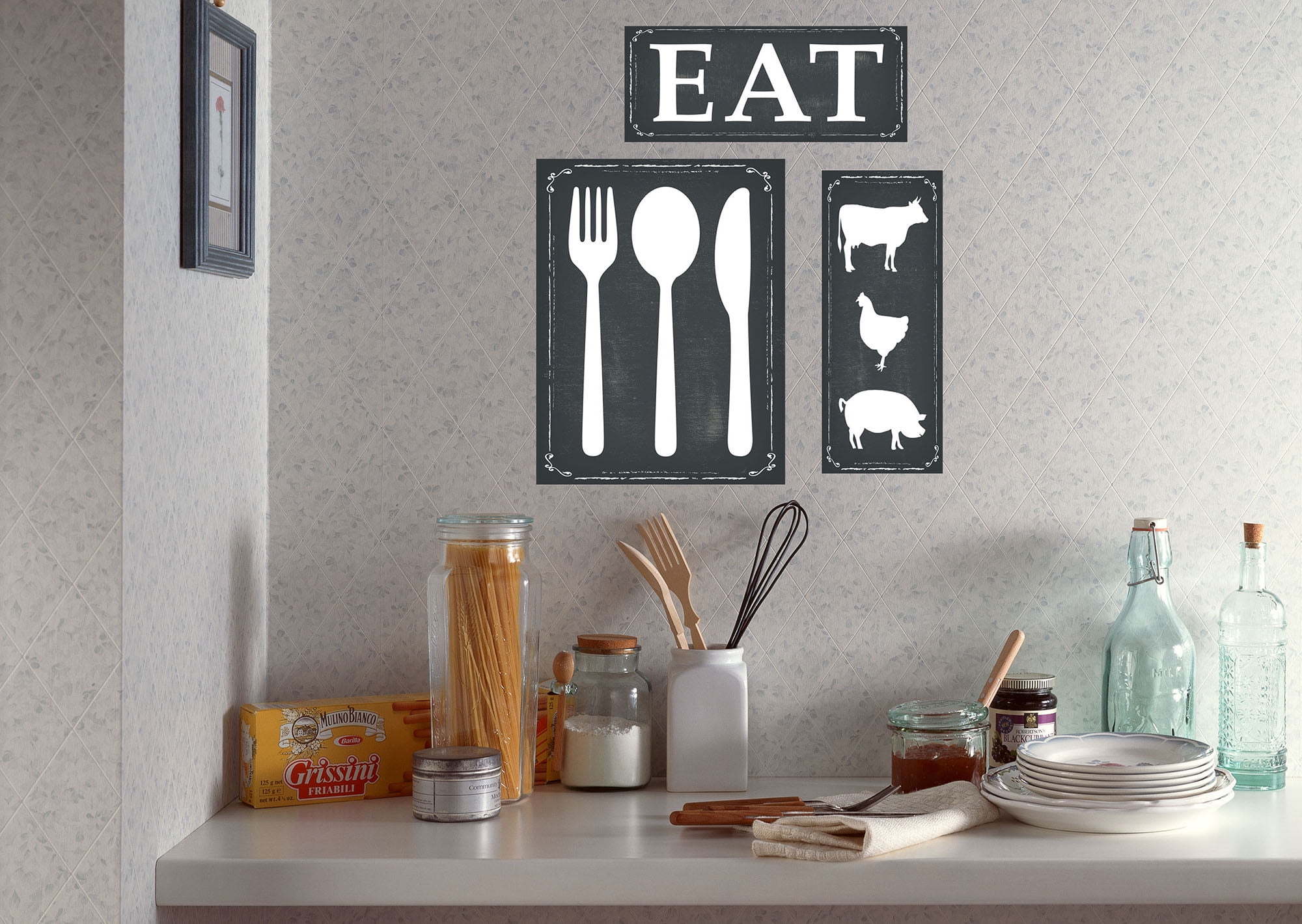 Stupell Black and White Farm Animal Silhouette Wall Plaque Art