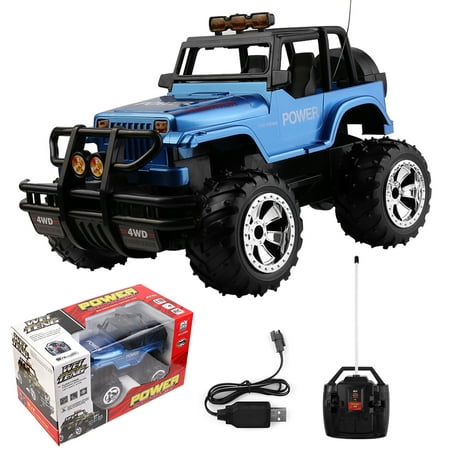 Remote Control Car for Boys and Girls, Rechargeable RC Jeep Off Road Vehicle Hobby Toy Race Car with Lights, Racing Toy Car for