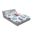 thumbnail image 2 of Ambesonne Cartoon Fitted Sheet & Pillow Sham Set, Nautical, Queen, Blue Red, 2 of 2