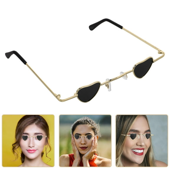 LEORX 2Pcs Pink Sunglasses Heart Shaped PC UV Protection Mini Hip Hop For Women Men Teens Travel