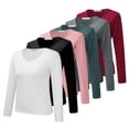 thumbnail image 3 of Mepaouo Long Sleeve Shirts for Women V Neck Slim Fitted Base Layer Tops Thermal Undershirts(Pink,L), 3 of 7