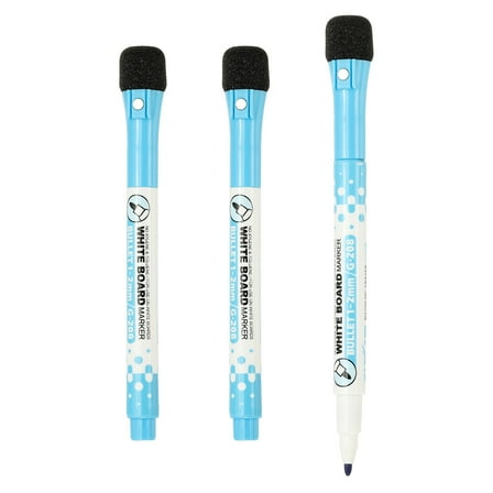 Magnetic Whiteboard Pen, 1-2mm Fine Tip Dry Erase Blue Markers, 3 Pcs