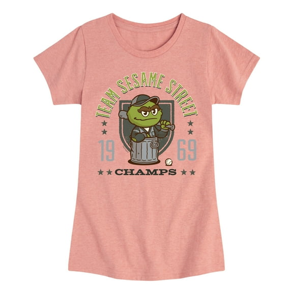 Sesame Street - Oscar Team - Girls Fitted Short Sleeve Graphic T-Shirt