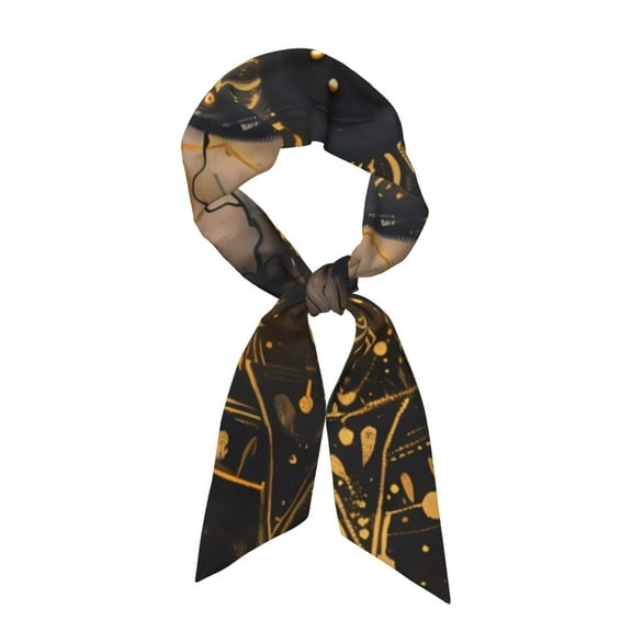 Xecao Mystical Golden Eye Pattern Large Satin Head Scarf - Satin Hair Scarves Silk Bandana Scarf Headscarf Silk Feeling Scarf for Women
