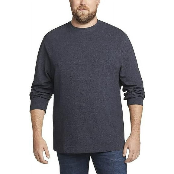 Van Heusen Men's Big and Tall Essential Long Sleeve Ottoman Crewneck Shirt 3XL Dark Black Iris