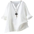 thumbnail image 1 of CHOK Chemise Tunique en Coton et Lin à Manches Longues pour Femmes Grande Taille, 1 of 2