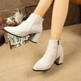 thumbnail image 3 of Womens Ankle Boots Suede Chunky Block Heel Pointed Toe Zipper Fall Booties Casual Dressy Short Boots, 3 of 7