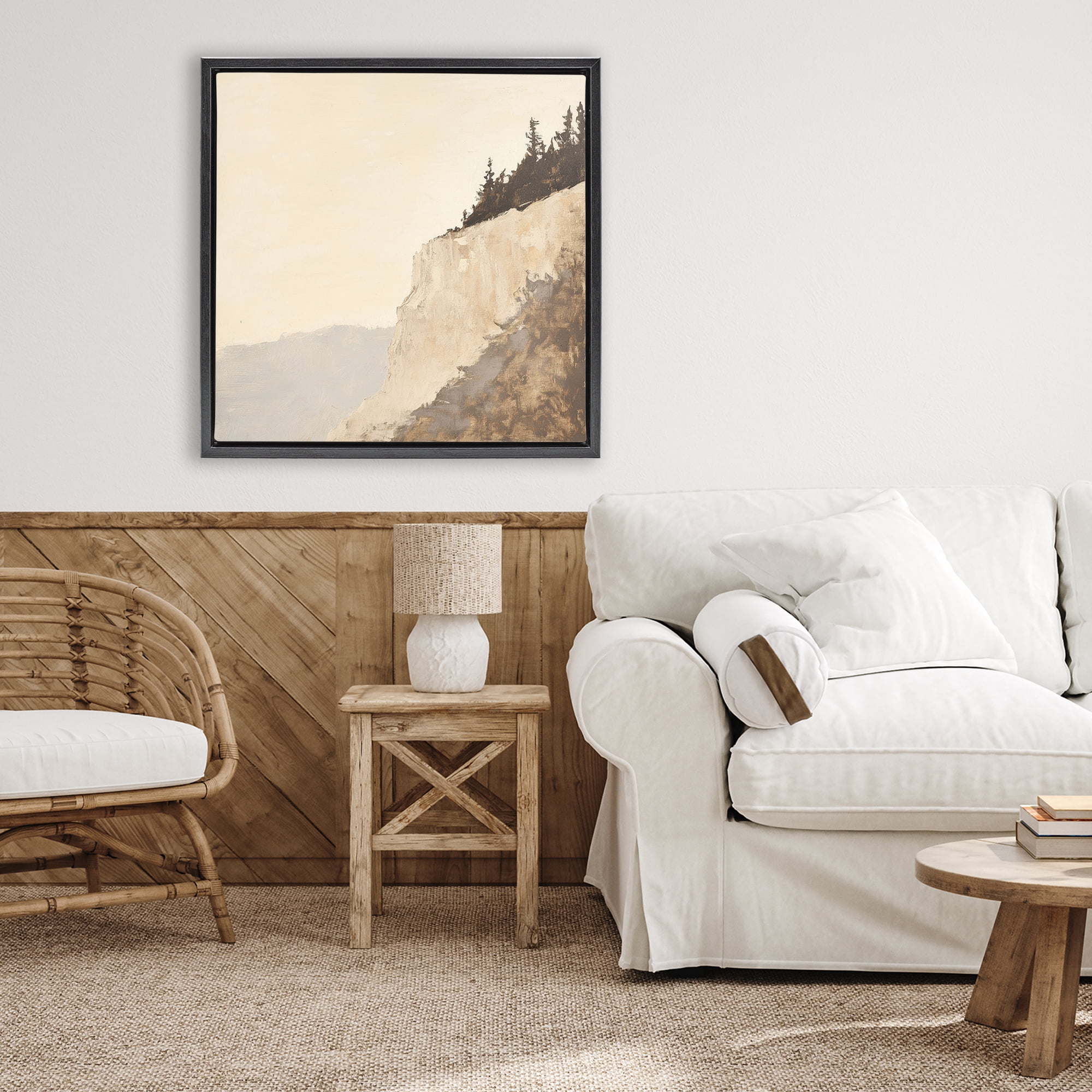 Stupell Industries Serene Cliffside Vista Black Framed Floater Canvas Wall Art, design by Petal Prints Design