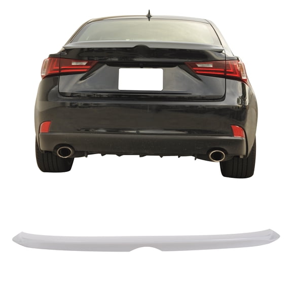 Ikon Motorsports Rear Trunk Deck Lid Spoiler Wing Lip Added on Body Kits Compatible With 2014-2020 Lexus IS200t IS250 IS300 IS350 Sedan 4Dr F-Sport Style Unpainted Gray ABS Plastic