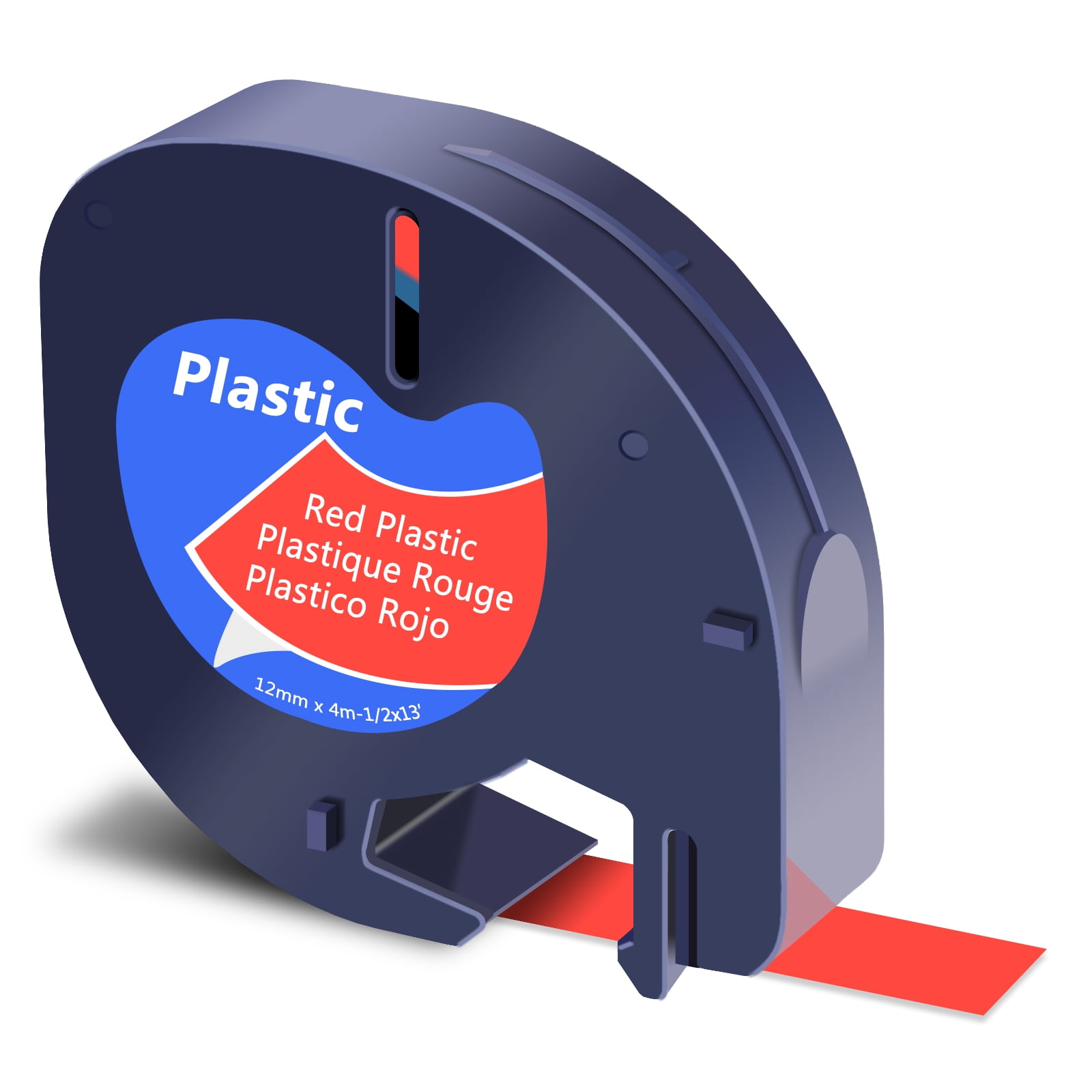 GREENCYCLE 1PK 12mm 4m Black on Red Plastic Label Tape Compatible for Dymo 91333 91223 91203 59424 S0721630 LetraTag Printer