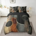 thumbnail image 2 of Feelyou Vintage Wooden Guitar Bedding Comforter Set 7pcs, Pop Hip Hop Music Queen Bedding Sets, Teen Boy Girl Kid Reversible Queen Sheet Sets, Luxury Bedroom Decor, 2 of 7