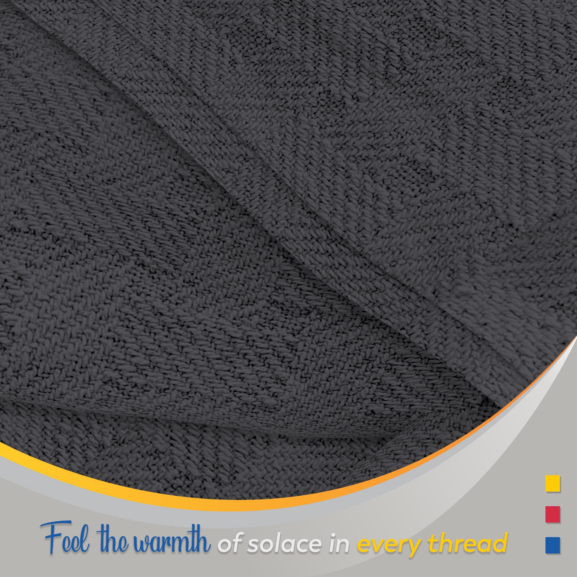 Color Sense 100% Cotton Basket Weave Throw Blanket- Lightweight, Soft and Warm for Couch, Sofa and Bed- Full/Queen (90"X90") Dark Gray