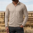 thumbnail image 6 of Mens Full Zip Cardigan Sweater Stand Collar Regular Fit Knit Sweaters, 6 of 6