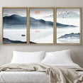 thumbnail image 2 of IDEA4WALL Framed Canvas Print Wall Art Set Pastel Mountain Range Boat Ocean Nature Wilderness Modern Art Decorative Landscape Rustic for Living Room, Bedroom, Office - 24"x36"x3 Natural, 2 of 5