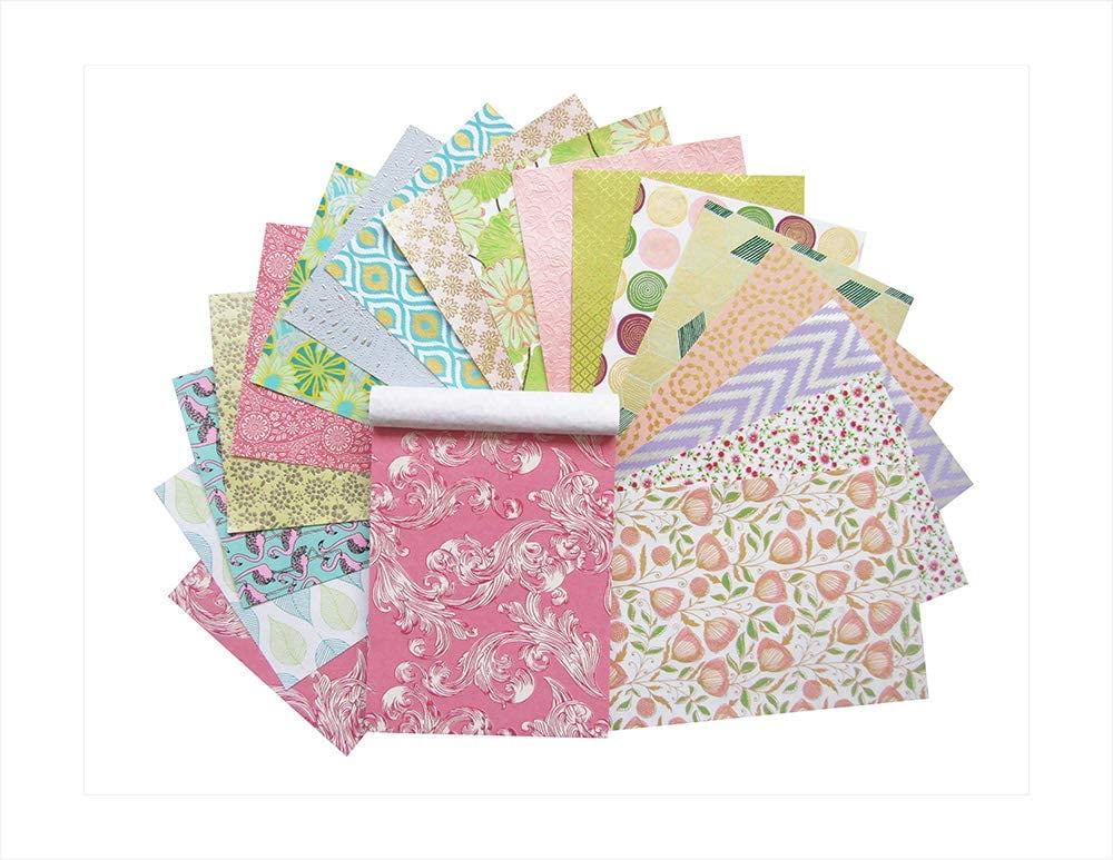Paperhues World of Pastels Handmade Scrapbook Paper 8.5 x 11" Pad, 36 Sheets (2 sheets each of 18 styles)
