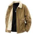 thumbnail image 5 of ZCFZJW Men's Corduroy Sherpa Lined Trucker Jacket Thickened Warm Winter Coats Casual Full Zip up Long Sleeve Fleece Jackets Warm Winter Parka Outwear Coat with Pockets Khaki XXXXL, 5 of 10