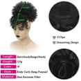 thumbnail image 2 of Synthetic Short Kinky Curly Drawstring Ponytail with Bangs, Clip in Afro High Puff Hair Bun Hairpiece, 2 of 7