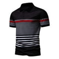 thumbnail image 2 of WREESH Mens Henley Shirt Summer Casual Striped Shirts Fashion Business Pullover Slim Fit Short Sleeve Tops Black, 2 of 4